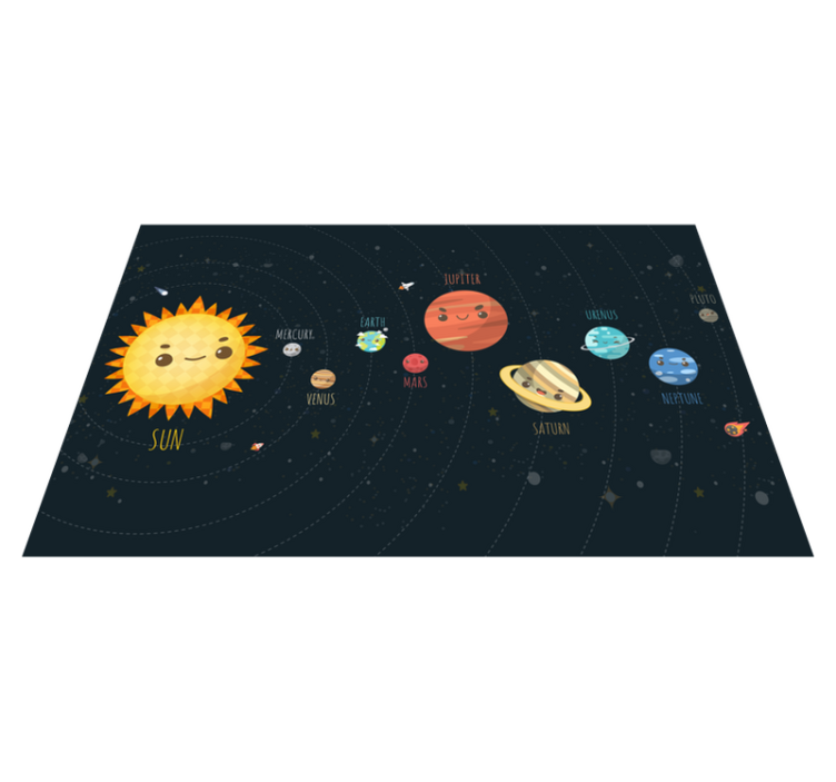 Tapis vinyle pour enfants Dessin animé expliqué système solaire - TenStickers