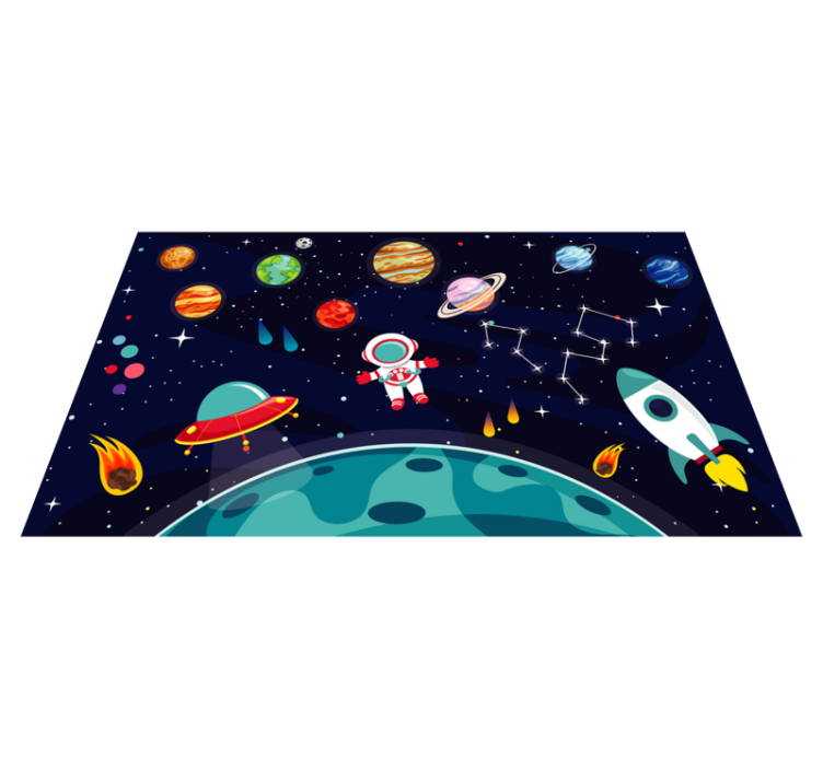 Tapis vinyle demi planète et autres planètes - TenStickers