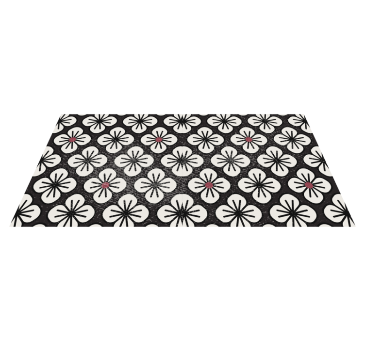 Tapis vinyle retro vinylee noir et blanc symétrique - TenStickers