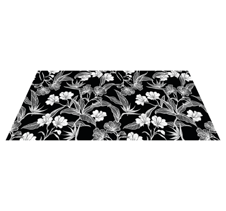 Tapis vinyle fleurs et plantes élégance en noir et blanc - TenStickers
