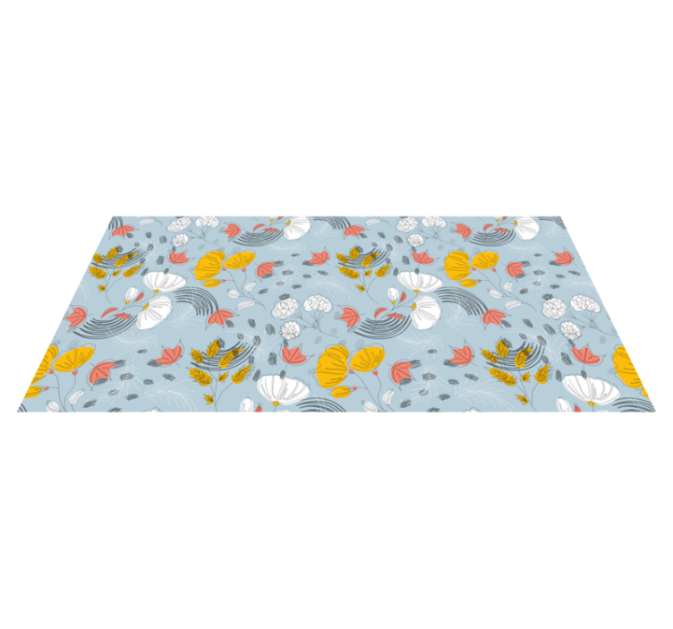 Tapis vinyle fleurs et plantes motif bleu fleuri - TenStickers