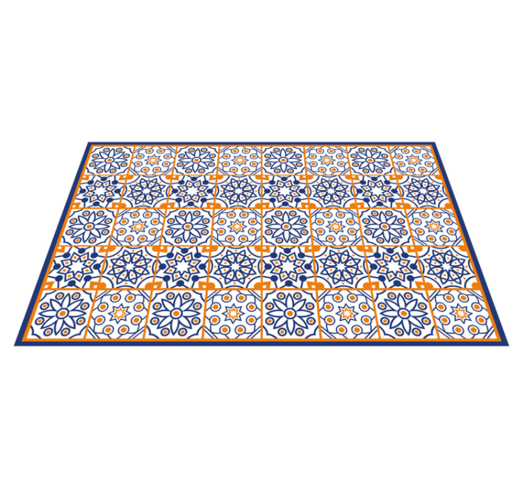 Tapis vinyle cuisine Bleu et orange - TenStickers
