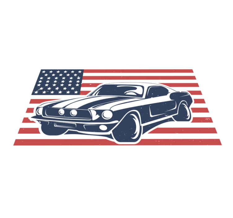 Tapis vinyle ado drapeau américain et automobile - TenStickers
