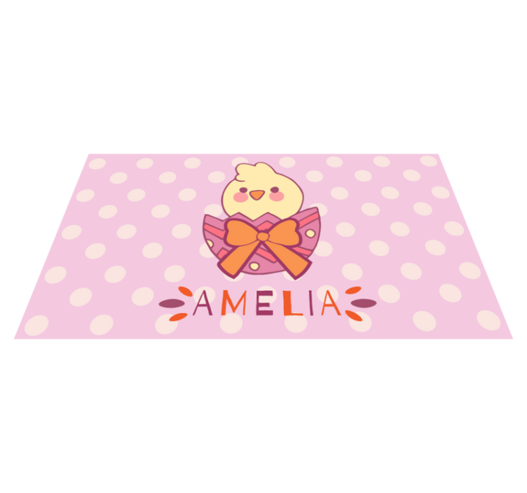 Tapis vinyle chambre bébé poussin rose avec nom - TenStickers