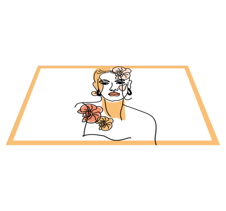 Tapis vinyle design moderne portrait floral élégant - TenStickers