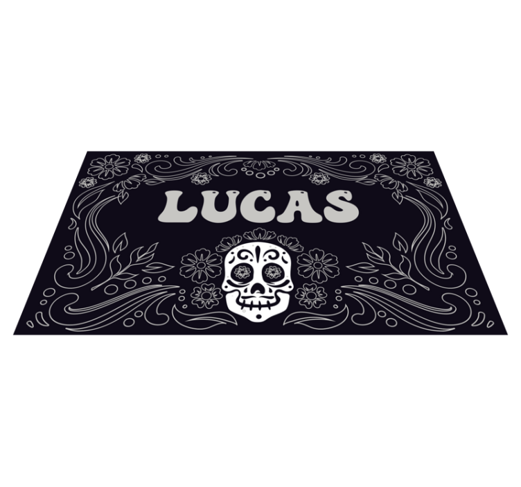 Tapis vinyle halloween motif de crâne avec nom - TenStickers