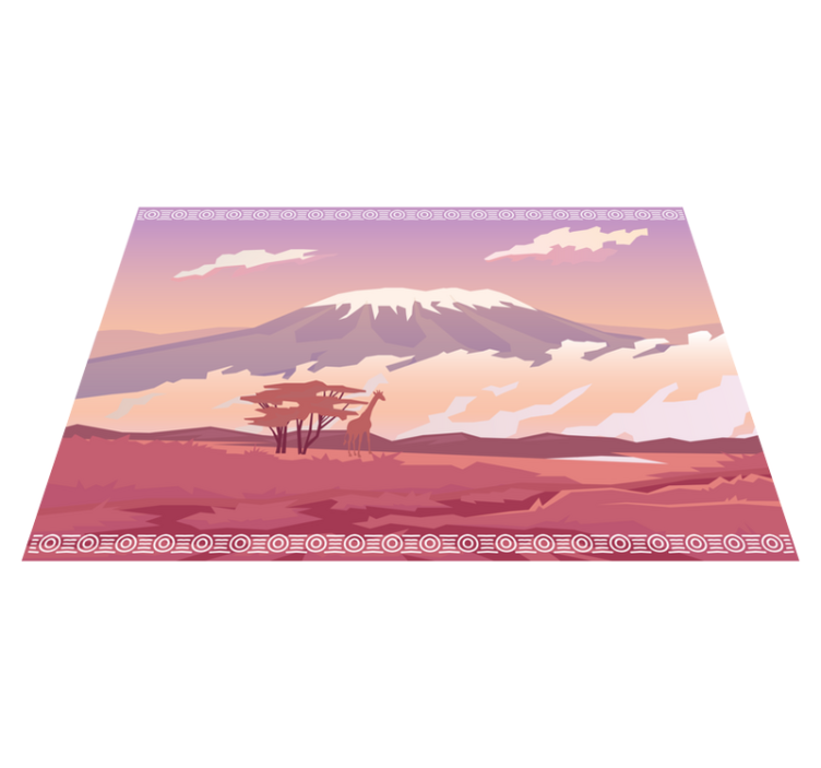 Tapis vinyle nature paysage de coucher de soleil en montagne - TenStickers