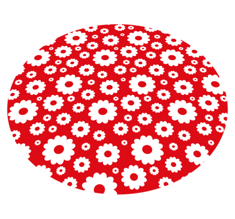 Tapis vinyle salon Marguerites blanches sur fond rouge - TenStickers
