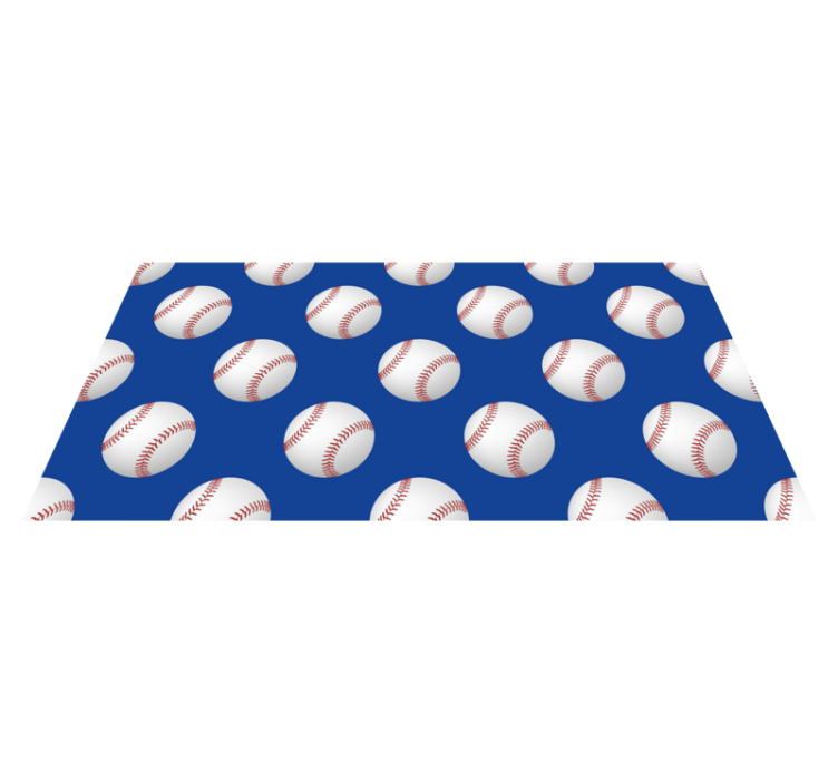 Tapis vinyle rectangulaire Balles de baseball sur fond bleu - TenStickers