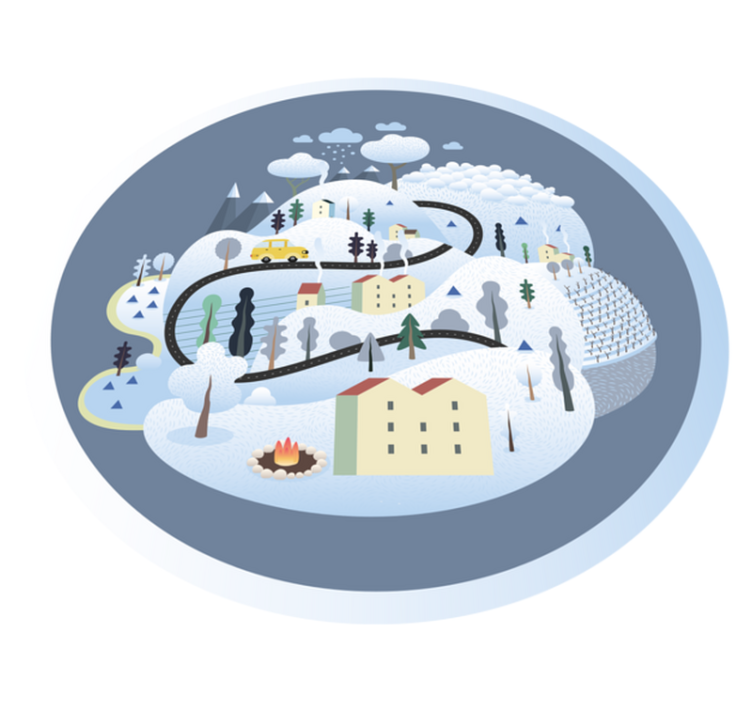 Tapis vinyle route voyage paysager fantaisiste - TenStickers