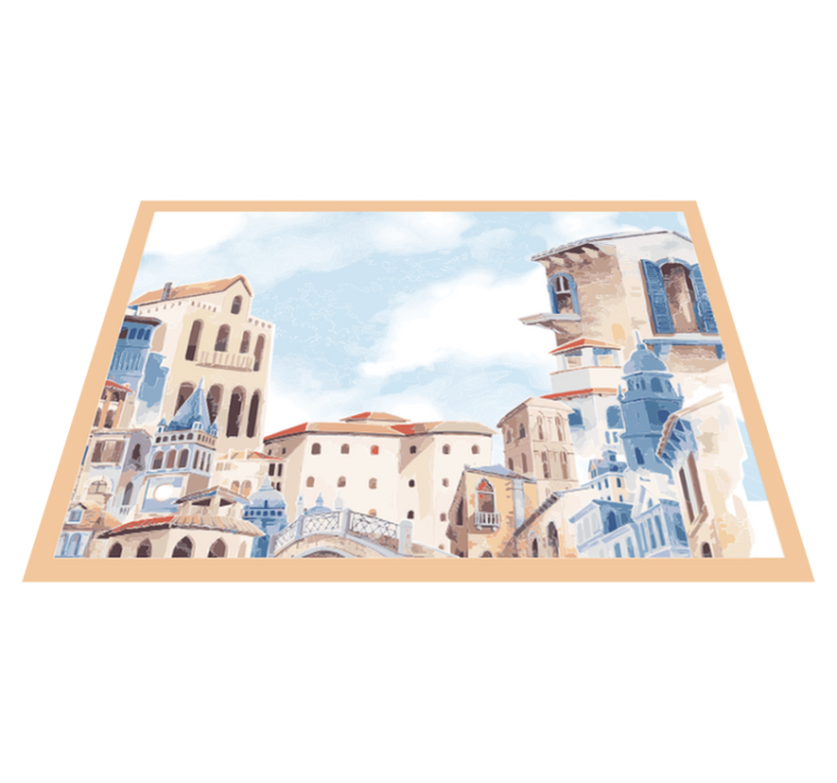 Tapis vinyle chambre paysage urbain côtier - TenStickers