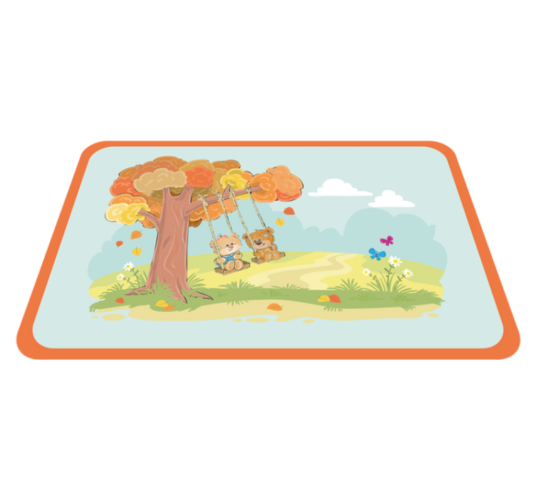 Tapis vinyle pour enfants bébés ours sur des balançoires - TenStickers