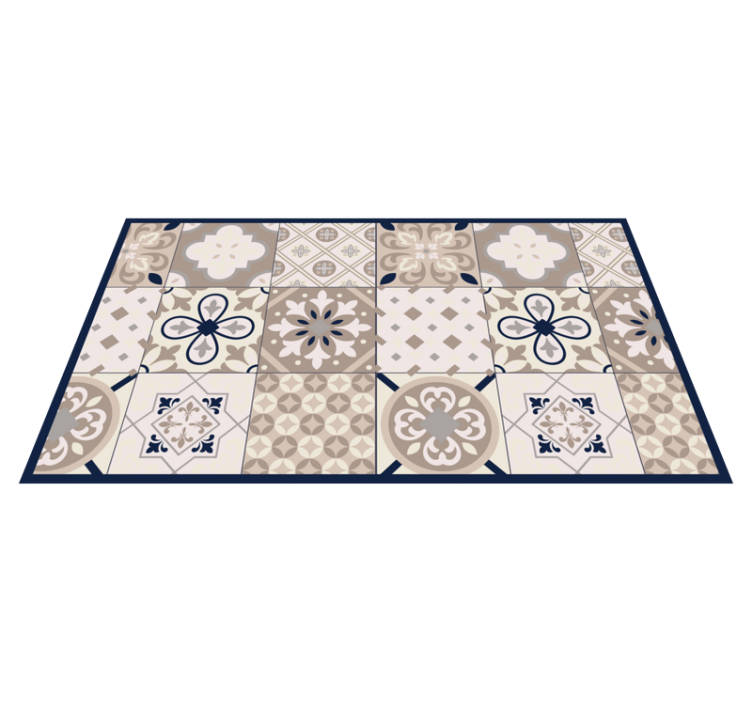 Tapis vinyle cuisine carreaux de ciment beige vintage - TenStickers