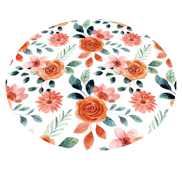 Tapis vinyle entrée cercle de fleurs florales - TenStickers