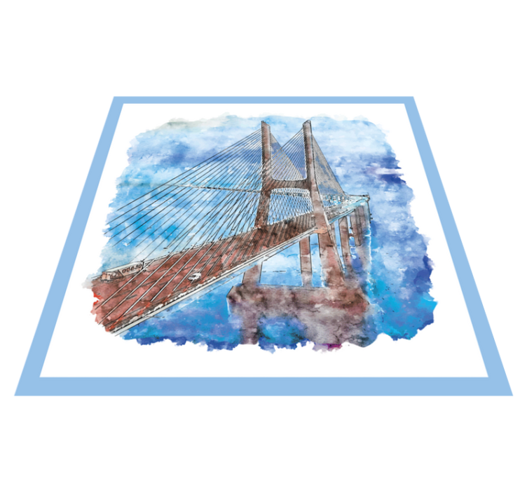 Tapis vinyle moderne Pont lisbonne portugal aquarelle - TenStickers