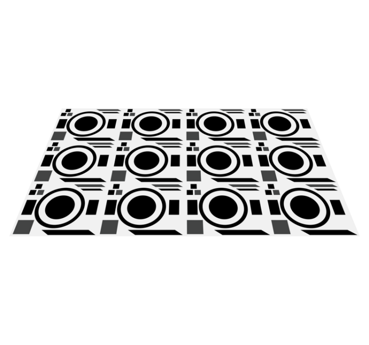 Tapis vinyle géométrique cercles noirs nets - TenStickers