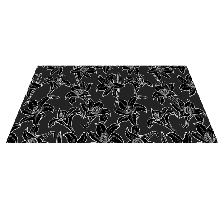 Tapis vinyle fleurs et plantes composition florale noire - TenStickers