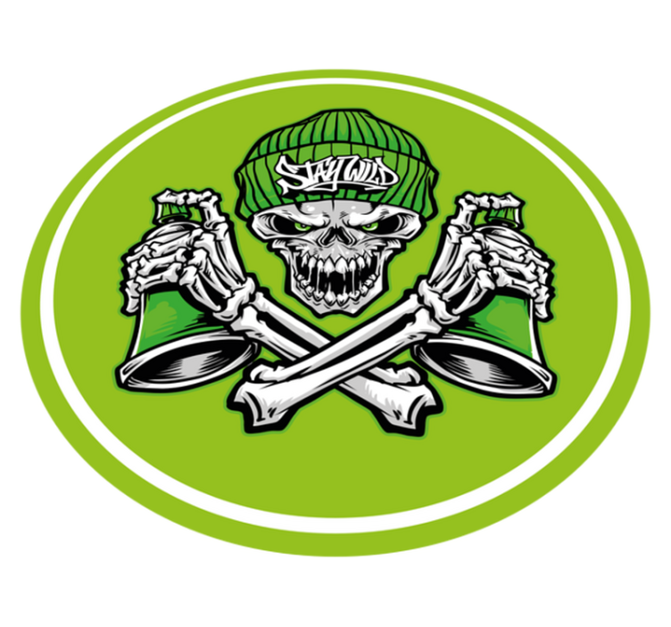 Tapis vinyle rond crâne et boissons - TenStickers