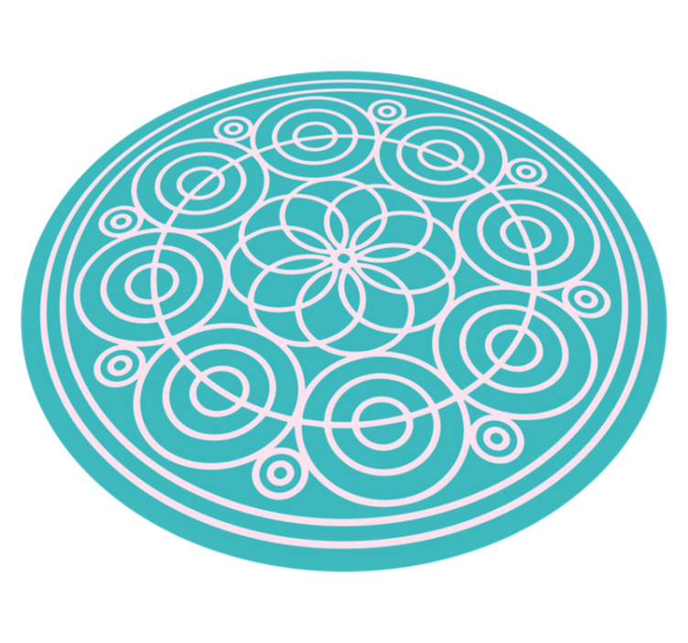 Tapis vinyle mandala motif circulaire turquoise - TenStickers