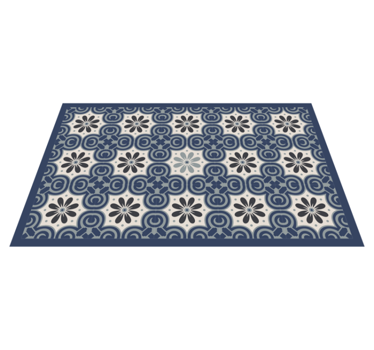 Tapis vinyle carreaux vinyle classique blanc et bleu - TenStickers