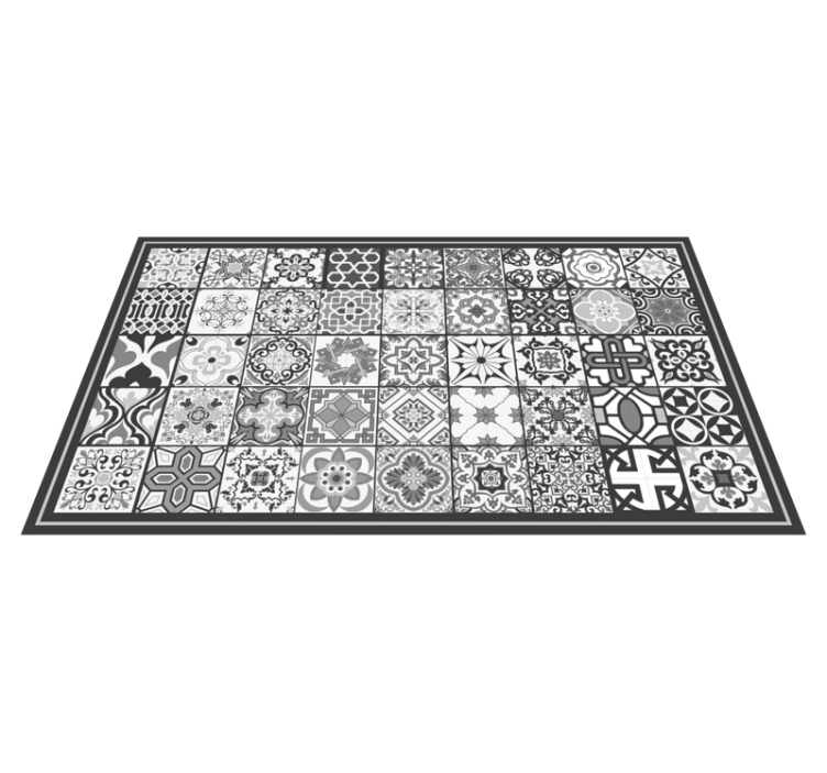 Tapis vinyle carreaux Motif rustique gris foncé - TenStickers