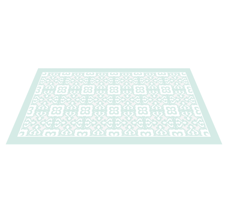 Tapis vinyle rétro motif floral bleu-vert léger - TenStickers