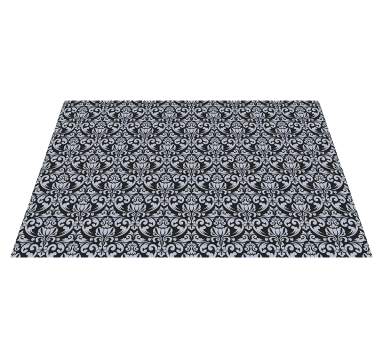 Tapis vinyle mosaïque baroque grise et noire - TenStickers