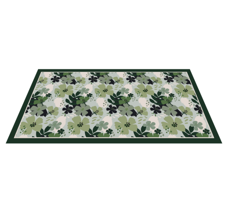 Tapis vinyle fleurs et plantes motif floral vert - TenStickers