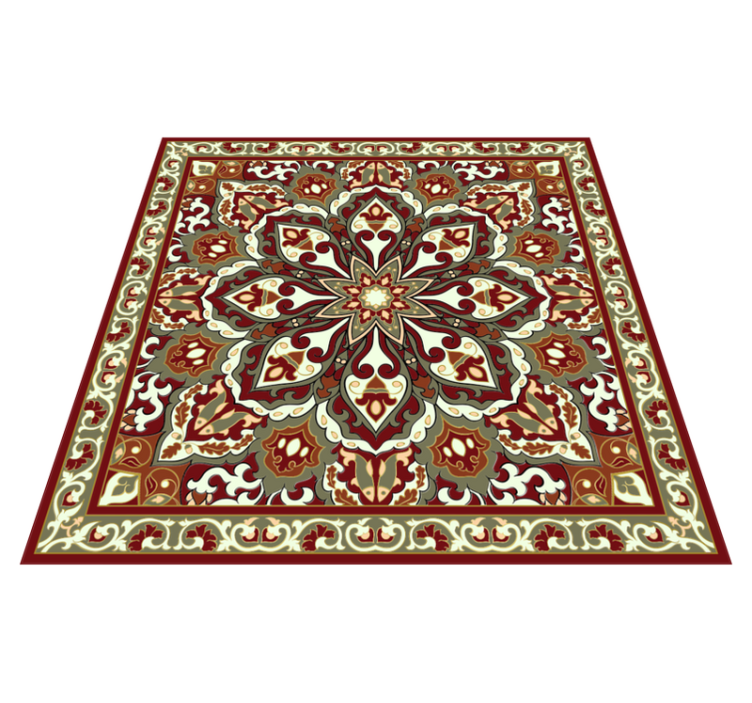 Tapis vinyle motif Design ethnique floral artisanal - TenStickers