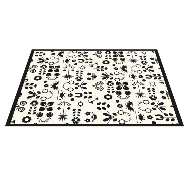 Tapis vinyle fleurs et plantes motifs floraux noirs - TenStickers