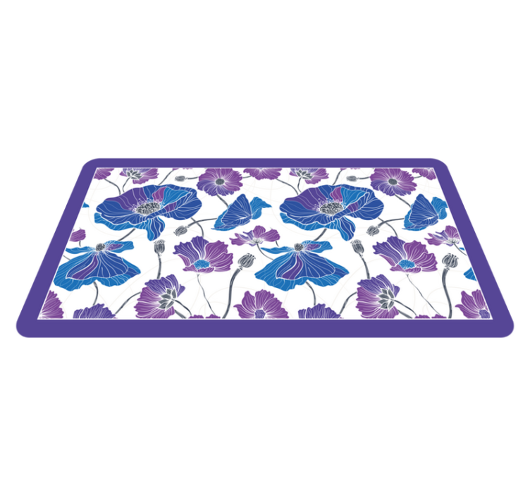 Tapis vinyle fleurs et plantes rêve botanique bleu - TenStickers