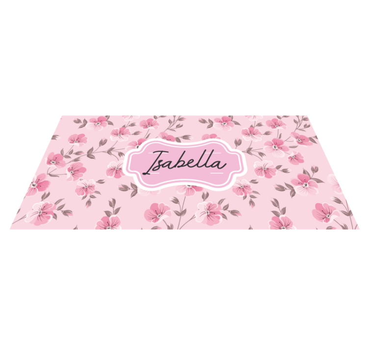 Tapis vinyle ado motif floral rose avec nom - TenStickers