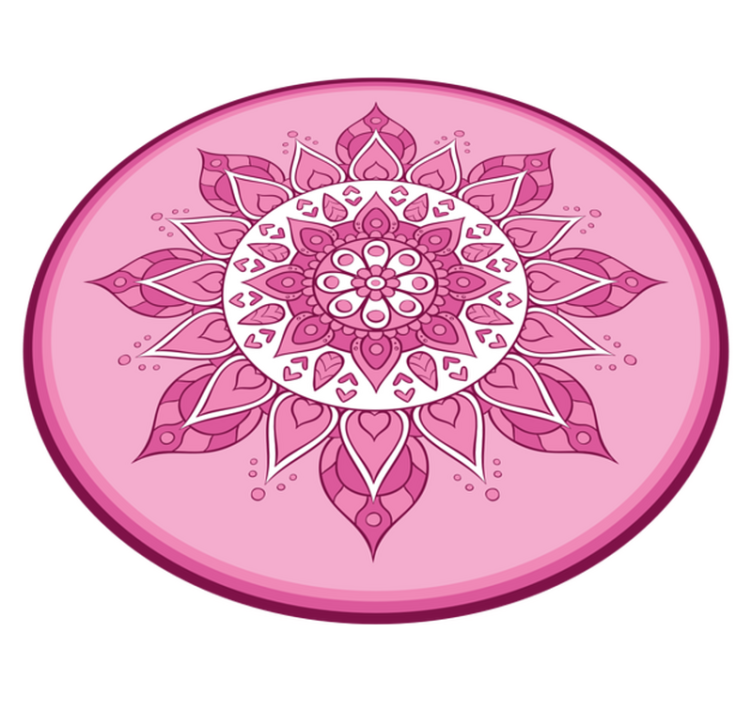 Tapis vinyle mandala méditation florale rose - TenStickers