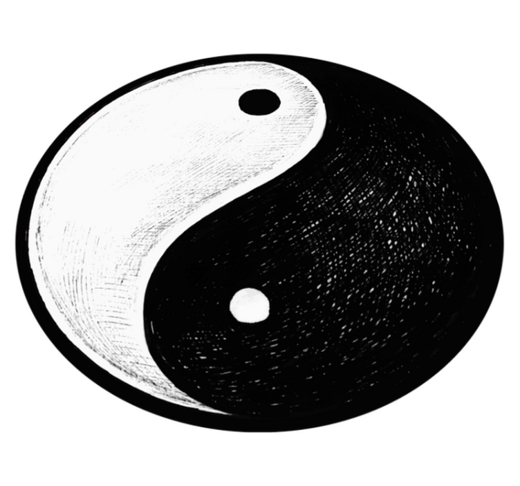 Tapis vinyle rond symbole yin yang - TenStickers