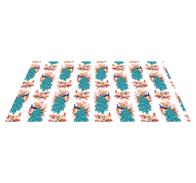 Tapis vinyle fleurs et plantes motif floral de paon - TenStickers