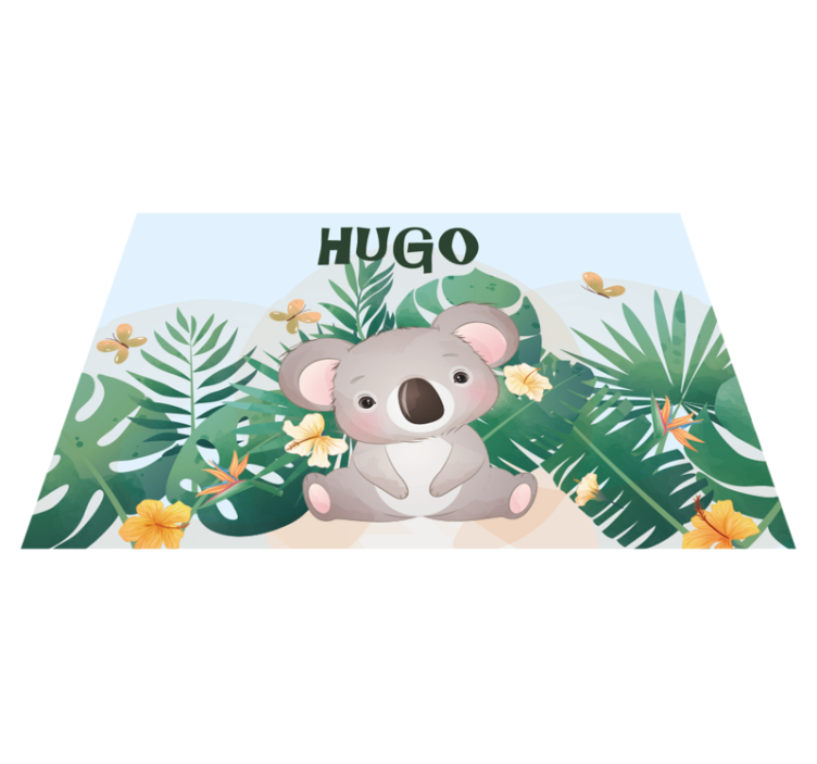 Tapis vinyle chambre bebe Koala mignon pour garçon avec nom - TenStickers