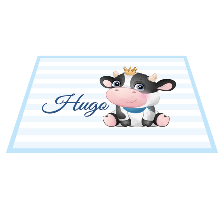Tapis vinyle chambre bebe Vache mignonne pour garçon avec nom - TenStickers