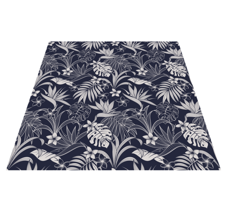 Tapis vinyle salon Feuilles et fleurs tropicales sombres - TenStickers