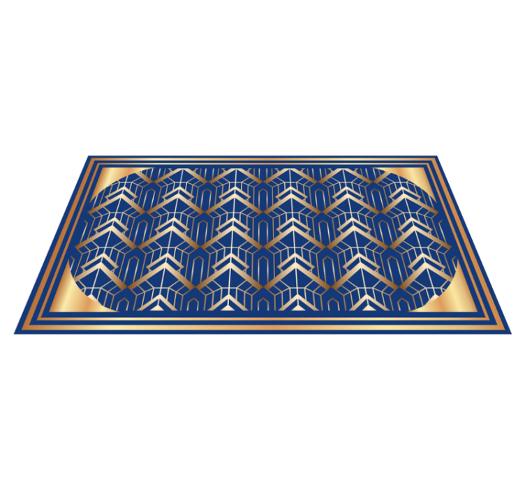 Tapis vinyle geometrique Déco art moderne bleu et doré - TenStickers