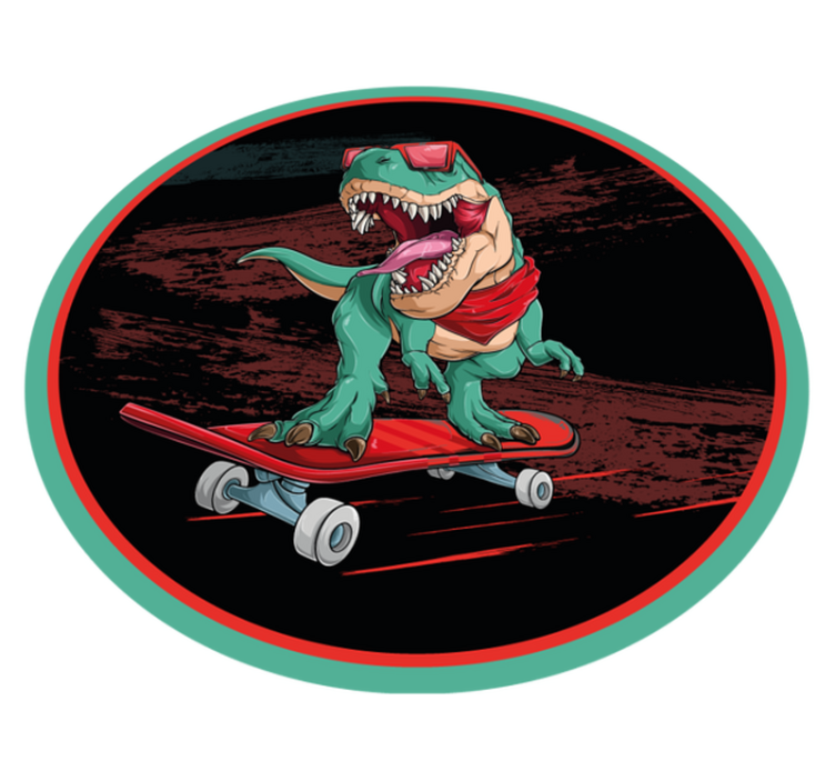 Tapis vinyle ado dinosaure cool en skateboard - TenStickers