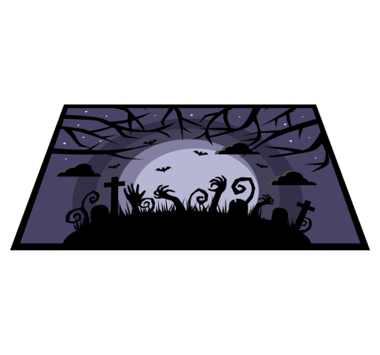 Tapis vinyle halloween scène de cimetière effrayante - TenStickers