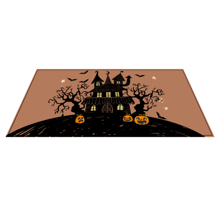 Tapis vinyle halloween scène de maison hantée - TenStickers
