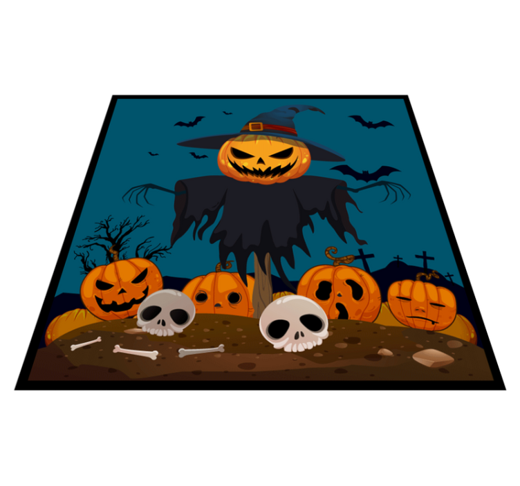 Tapis vinyle halloween scène de citrouille hantée - TenStickers