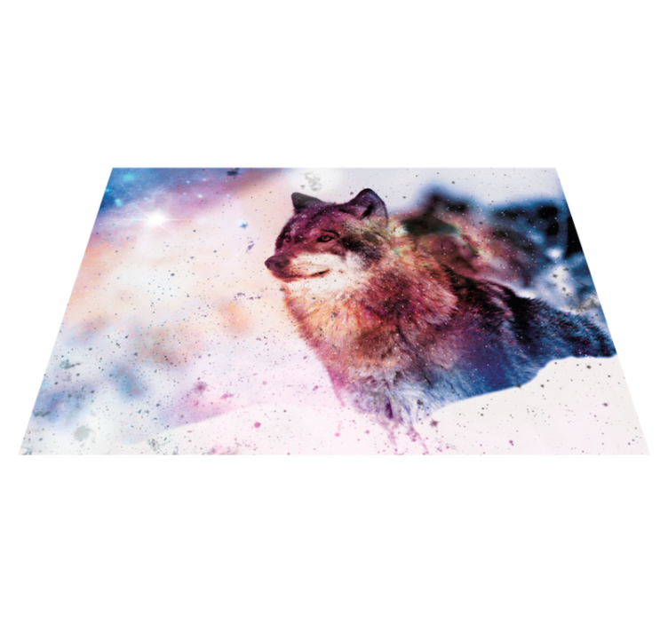 Tapis vinyle animal image du loup cosmique - TenStickers