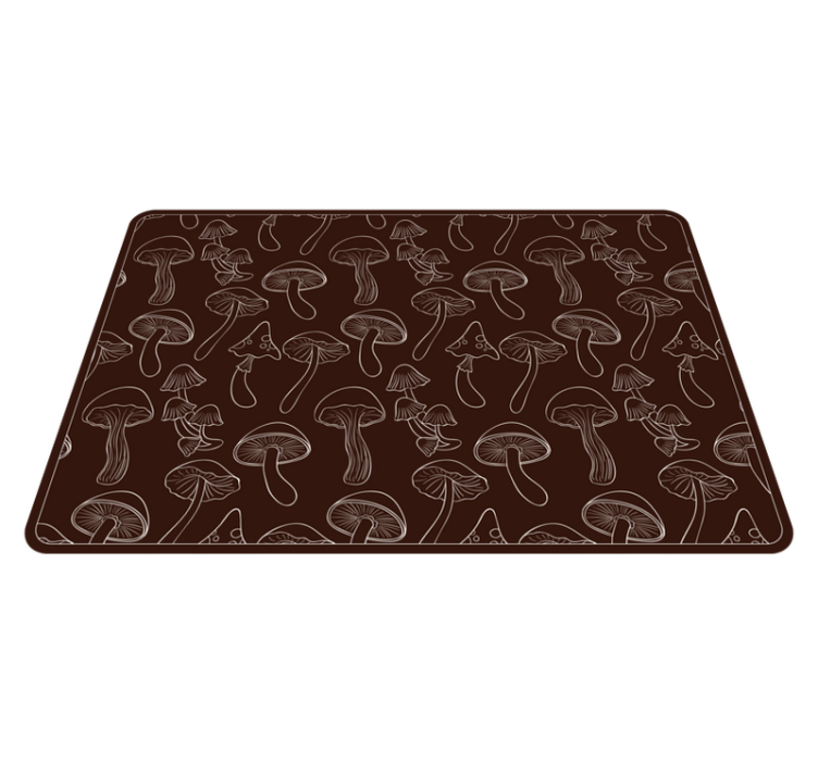 Tapis vinyle salon Champignons blancs fond marron - TenStickers