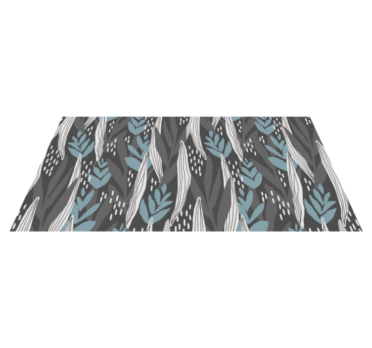 Tapis vinyle nature motifs feuillus en aqua - TenStickers