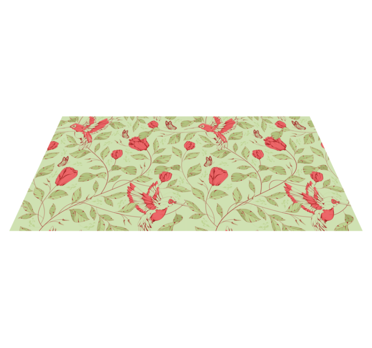 Tapis vinyle entrée motif floral colibri - TenStickers