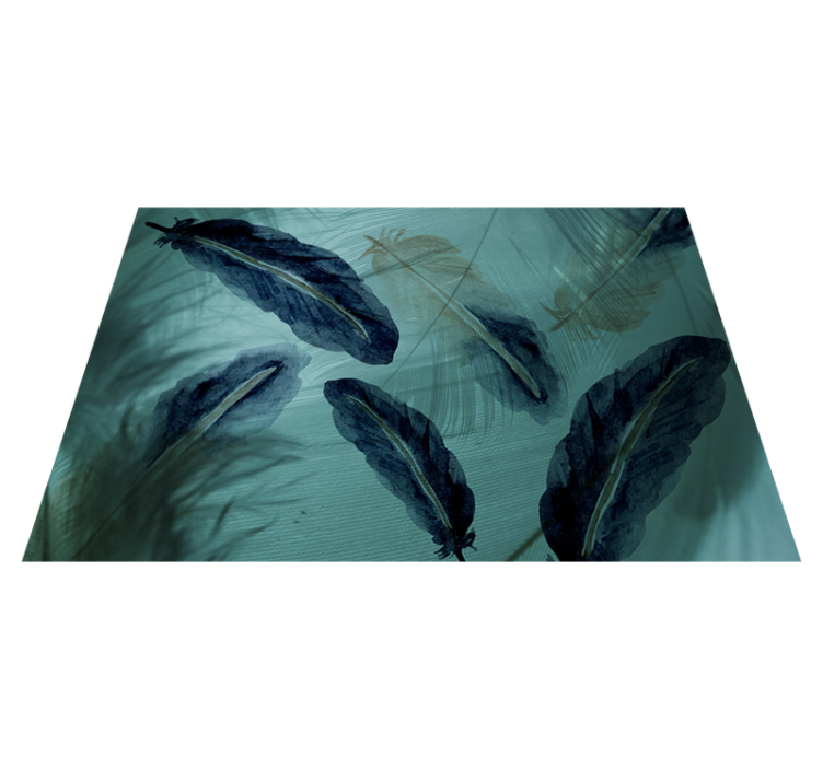 Tapis vinyle chambre Ligne de plumes aquarelle esthétique - TenStickers