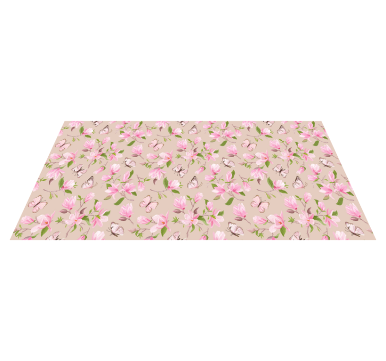 Tapis vinyle fleurs et plantes thème papillon en fleurs - TenStickers