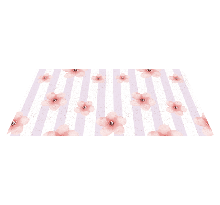 Tapis vinyle fleurs et plantes rayures roses - TenStickers